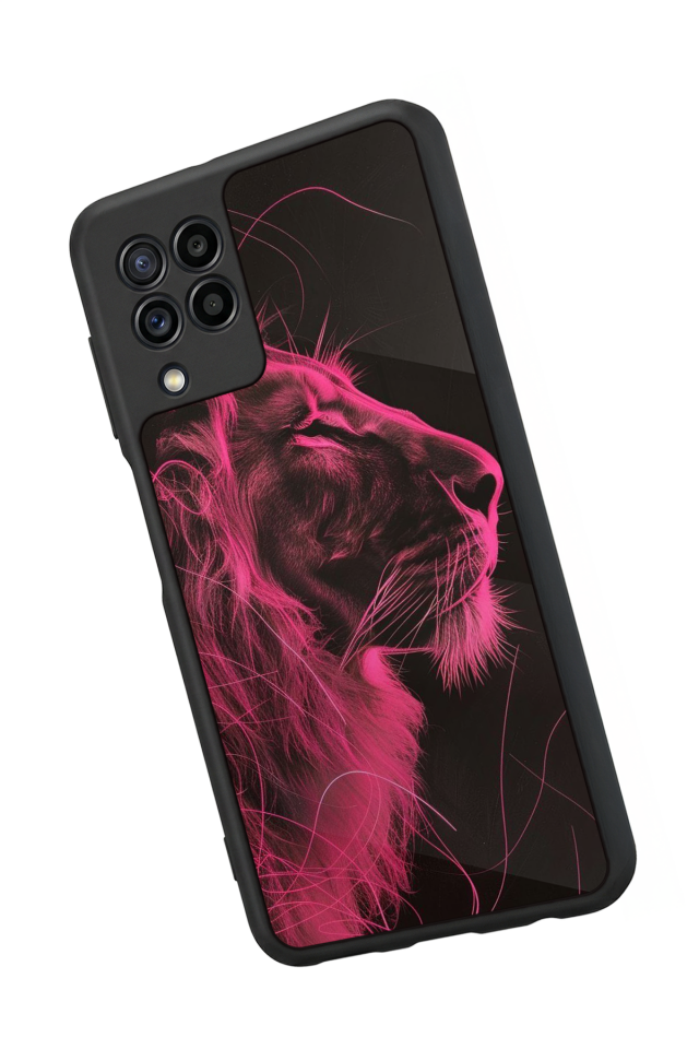 Samsung Galaxy M22 Uyumlu Aslan Tasarımlı Glossy Premium Kılıf