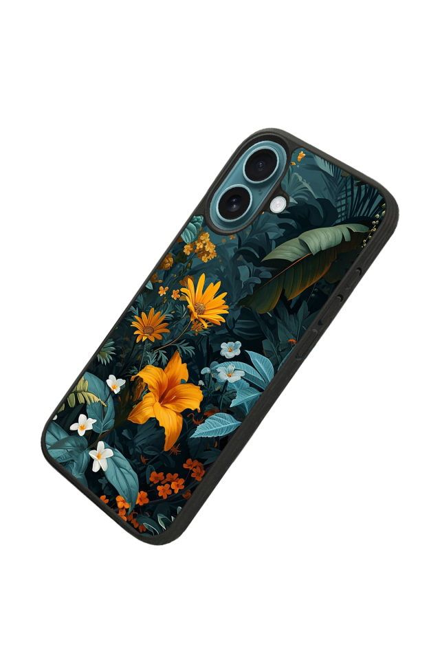 iPhone 16 Uyumlu Botanik Tasarımlı Glossy Premium Kılıf