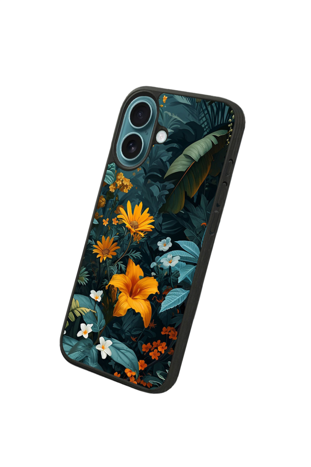 iPhone 16 Uyumlu Botanik Tasarımlı Glossy Premium Kılıf