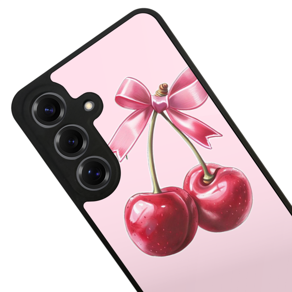 Samsung Galaxy S25 Uyumlu Kiraz Tasarımlı Glossy Premium Kılıf
