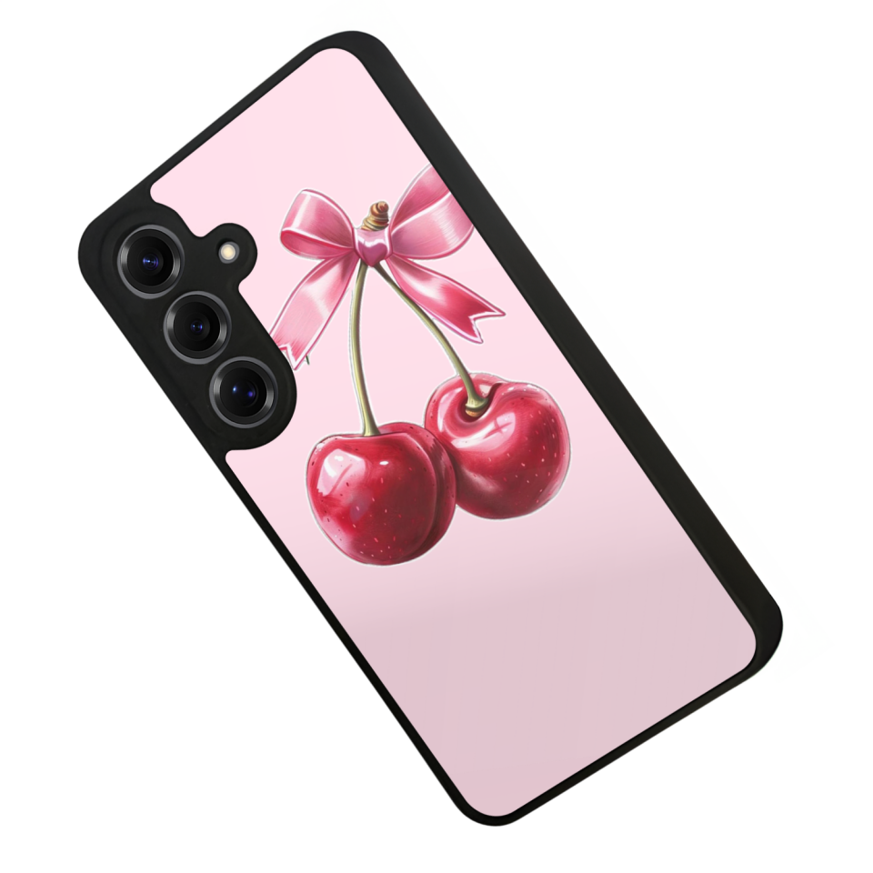 Samsung Galaxy S25 Uyumlu Kiraz Tasarımlı Glossy Premium Kılıf