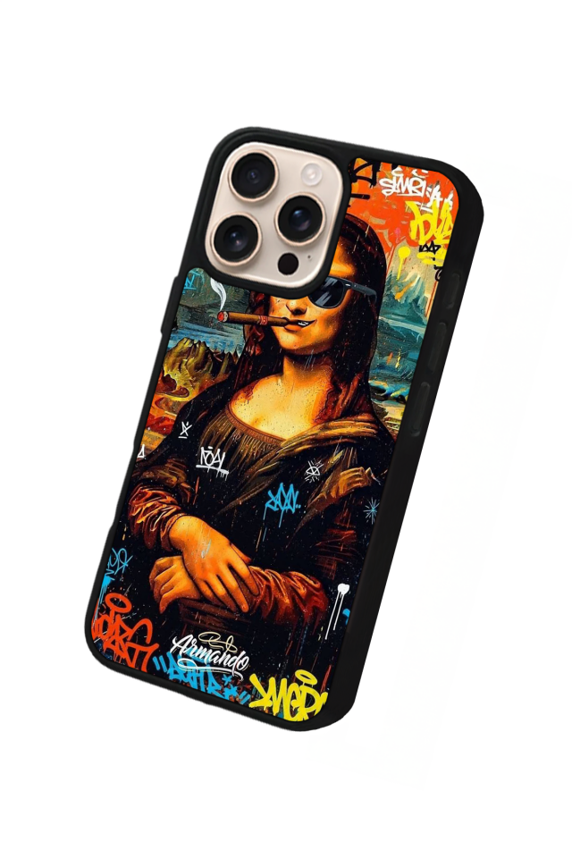 iPhone 15 Pro Max Uyumlu Monalisa Tasarımlı Glossy Premium Kılıf