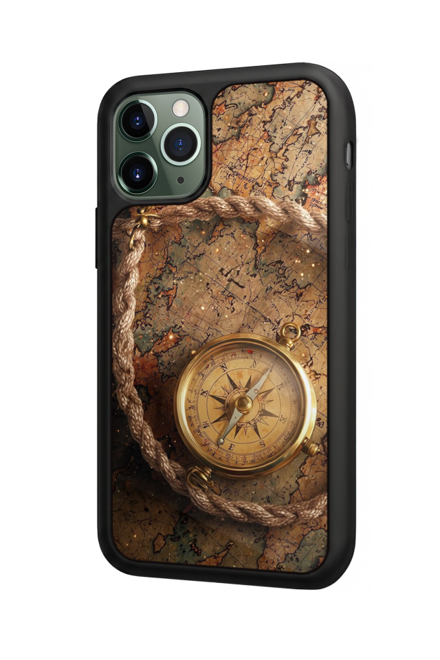 iPhone 11 Pro Max Uyumlu Pusula Tasarımlı Glossy Premium Kılıf
