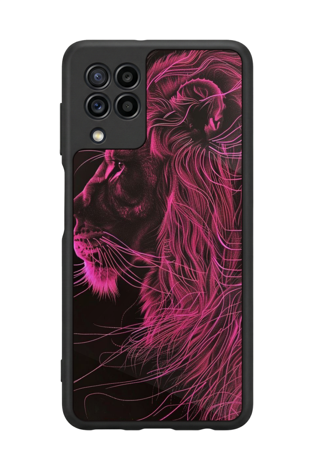 Samsung Galaxy M22 Uyumlu Aslan Tasarımlı Glossy Premium Kılıf