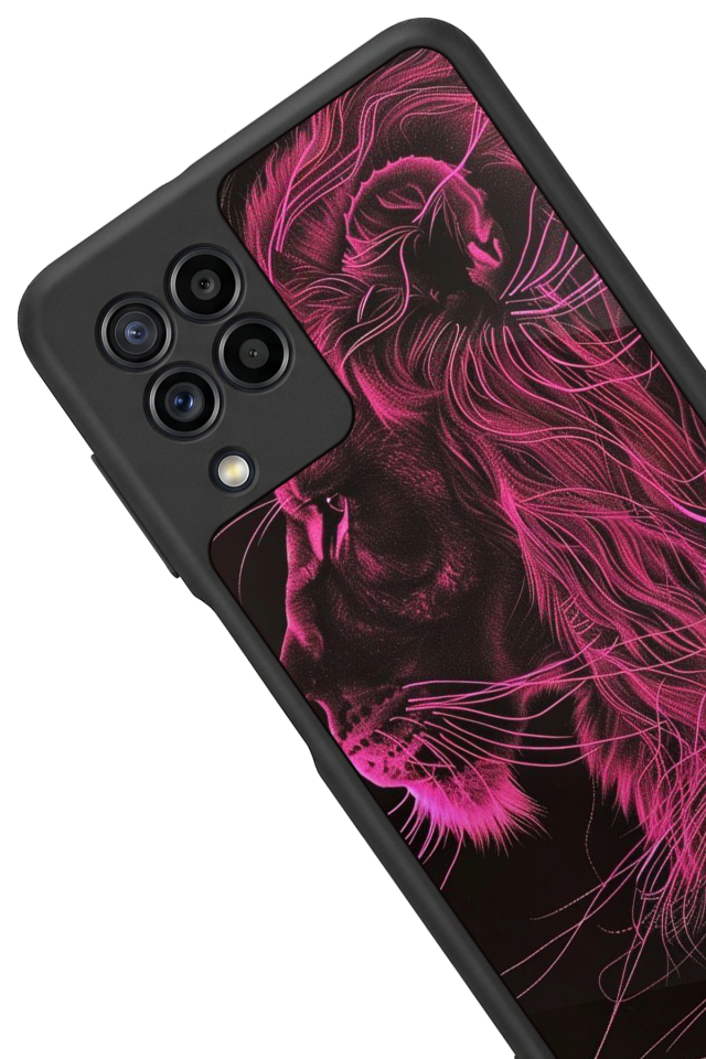 Samsung Galaxy M22 Uyumlu Aslan Tasarımlı Glossy Premium Kılıf