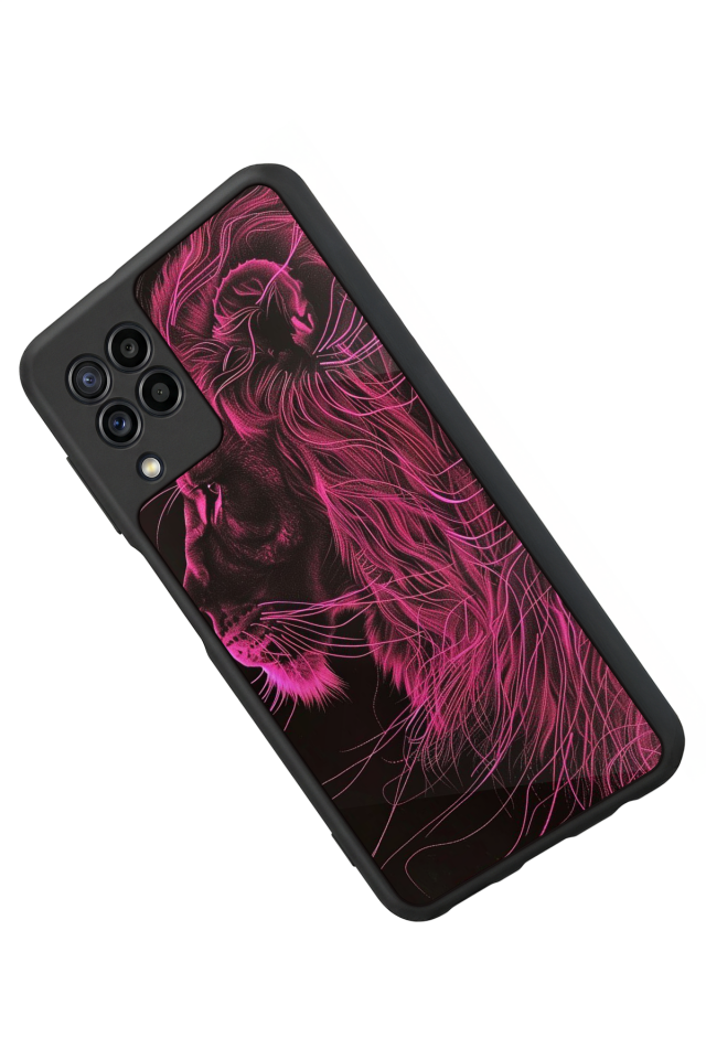Samsung Galaxy M22 Uyumlu Aslan Tasarımlı Glossy Premium Kılıf