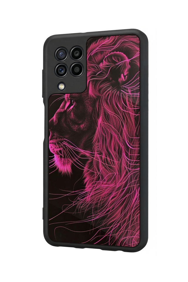 Samsung Galaxy M22 Uyumlu Aslan Tasarımlı Glossy Premium Kılıf