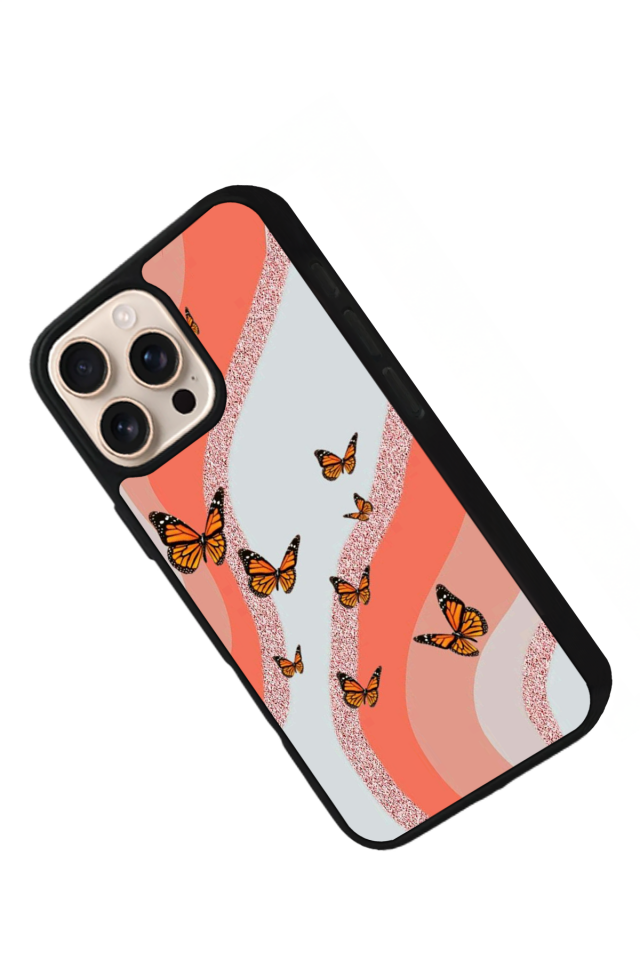 iPhone 16 Pro Max Uyumlu Kelebek Tasarımlı Glossy Premium Kılıf