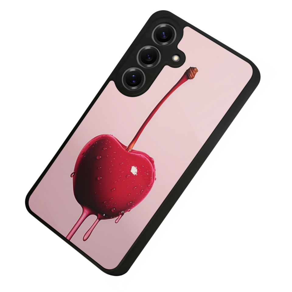 Samsung Galaxy S25 Uyumlu Kiraz Tasarımlı Glossy Premium Kılıf