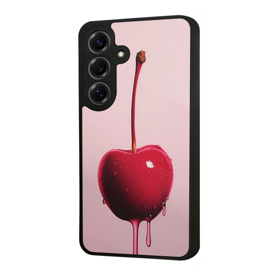 Samsung Galaxy S25 Uyumlu Kiraz Tasarımlı Glossy Premium Kılıf