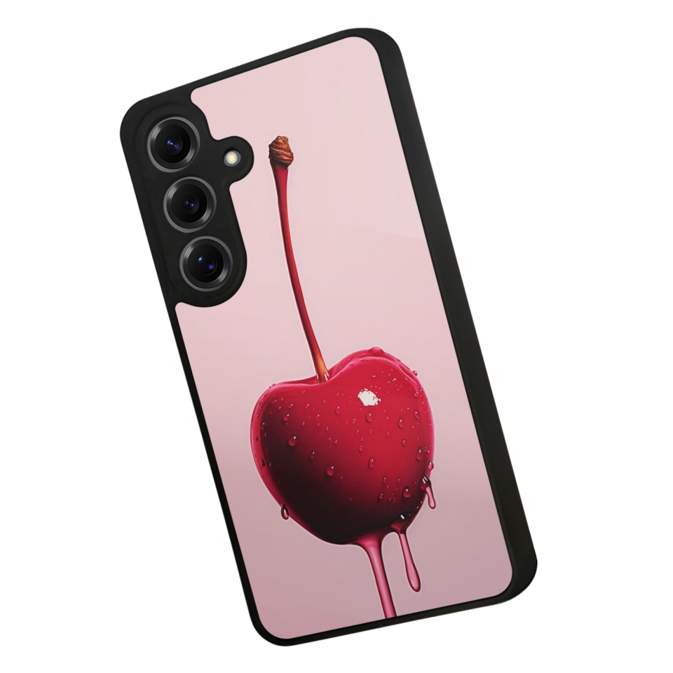Samsung Galaxy S25 Uyumlu Kiraz Tasarımlı Glossy Premium Kılıf