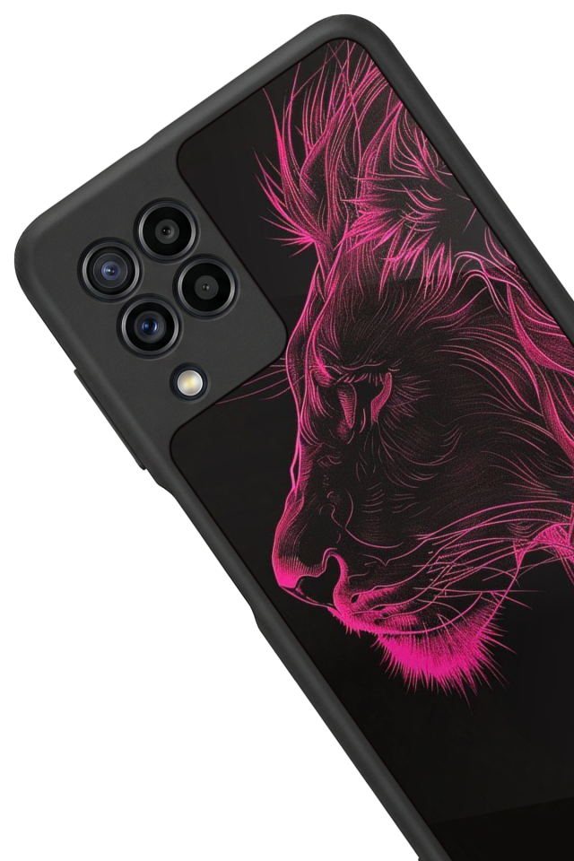 Samsung Galaxy M22 Uyumlu Aslan Tasarımlı Glossy Premium Kılıf