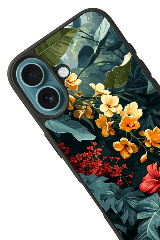 iPhone 16 Uyumlu Botanik Tasarımlı Glossy Premium Kılıf