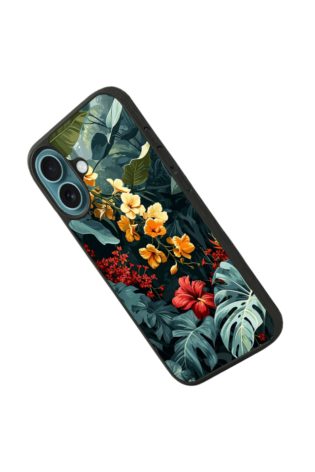 iPhone 16 Uyumlu Botanik Tasarımlı Glossy Premium Kılıf