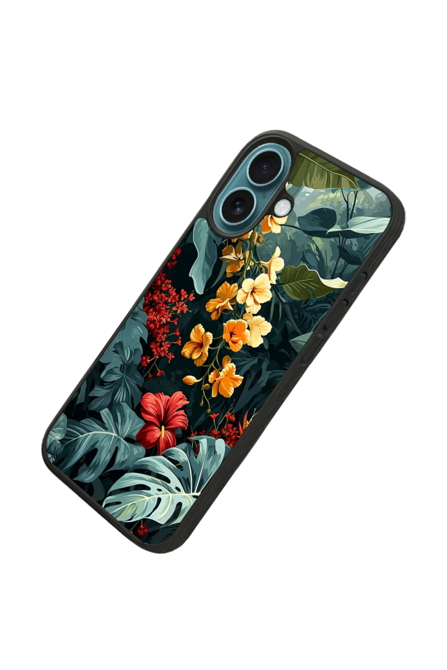 iPhone 16 Uyumlu Botanik Tasarımlı Glossy Premium Kılıf