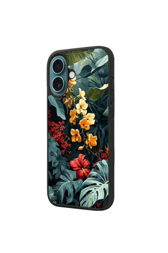 iPhone 16 Uyumlu Botanik Tasarımlı Glossy Premium Kılıf