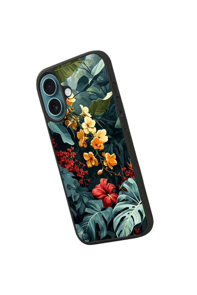 iPhone 16 Uyumlu Botanik Tasarımlı Glossy Premium Kılıf