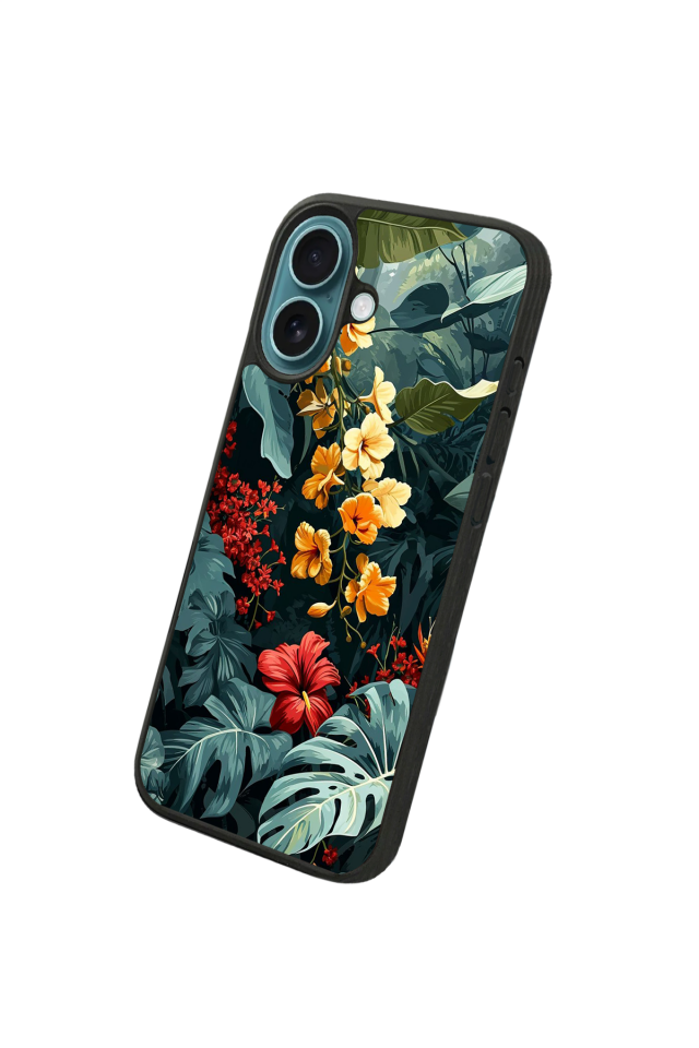 iPhone 16 Uyumlu Botanik Tasarımlı Glossy Premium Kılıf