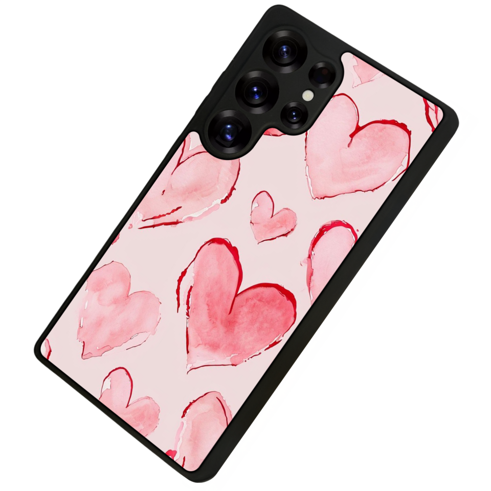 Samsung Galaxy S25 Ultra Uyumlu Kalp Love Tasarımlı Glossy Premium Kılıf
