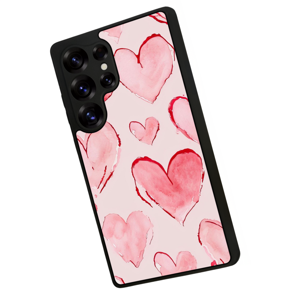 Samsung Galaxy S25 Ultra Uyumlu Kalp Love Tasarımlı Glossy Premium Kılıf