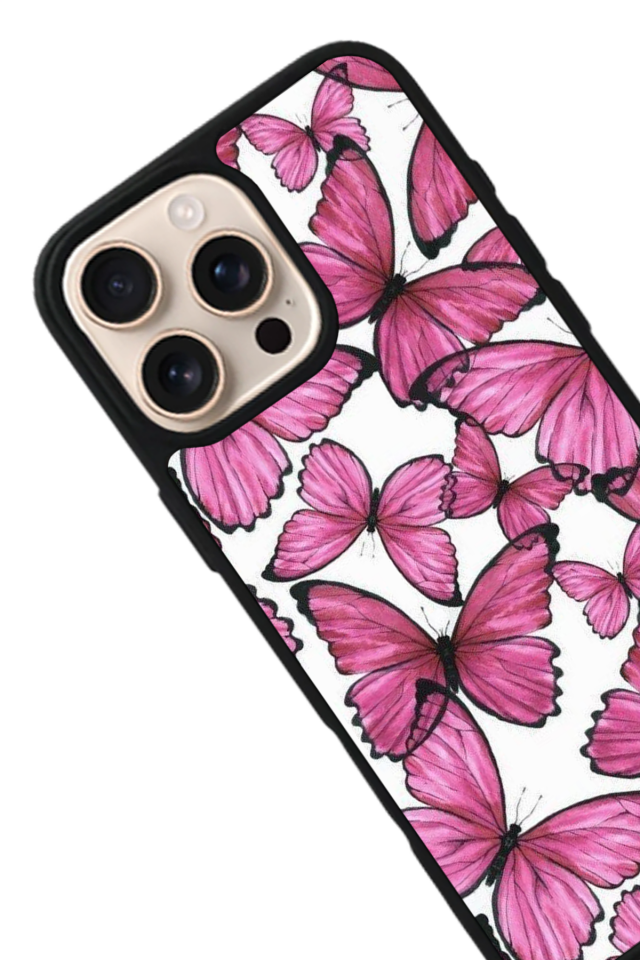 iPhone 16 Pro Max Uyumlu Kelebek Tasarımlı Glossy Premium Kılıf