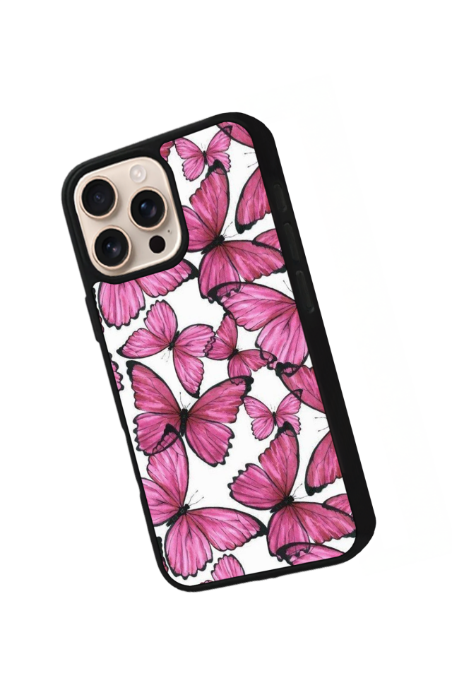 iPhone 16 Pro Max Uyumlu Kelebek Tasarımlı Glossy Premium Kılıf