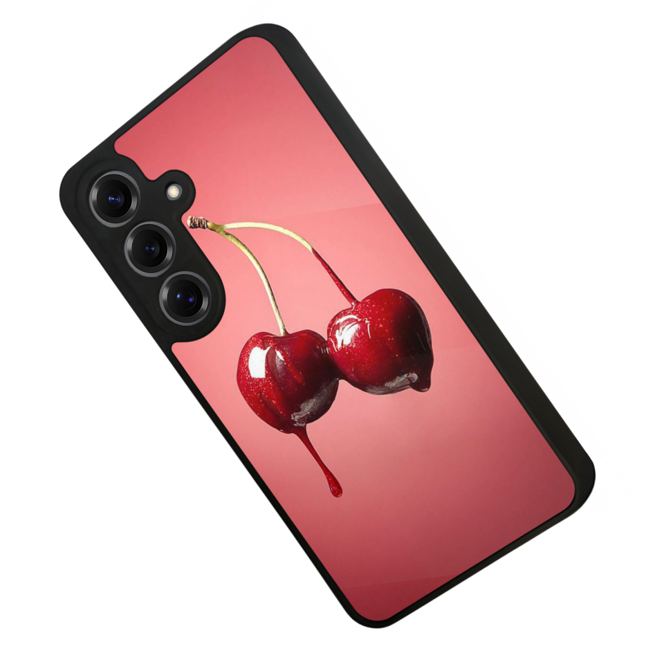 Samsung Galaxy S25 Uyumlu Kiraz Tasarımlı Glossy Premium Kılıf