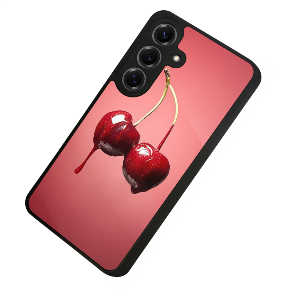 Samsung Galaxy S25 Uyumlu Kiraz Tasarımlı Glossy Premium Kılıf