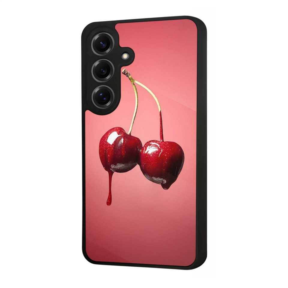 Samsung Galaxy S25 Uyumlu Kiraz Tasarımlı Glossy Premium Kılıf