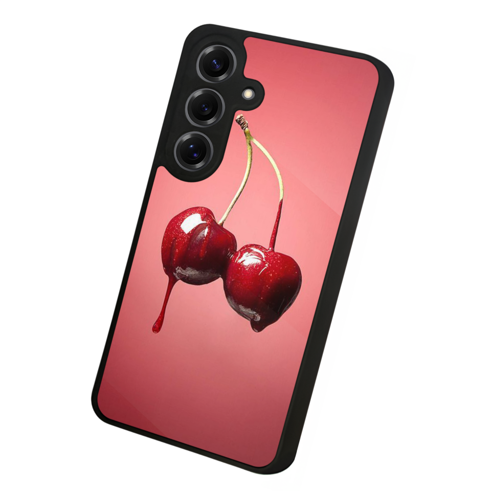 Samsung Galaxy S25 Uyumlu Kiraz Tasarımlı Glossy Premium Kılıf