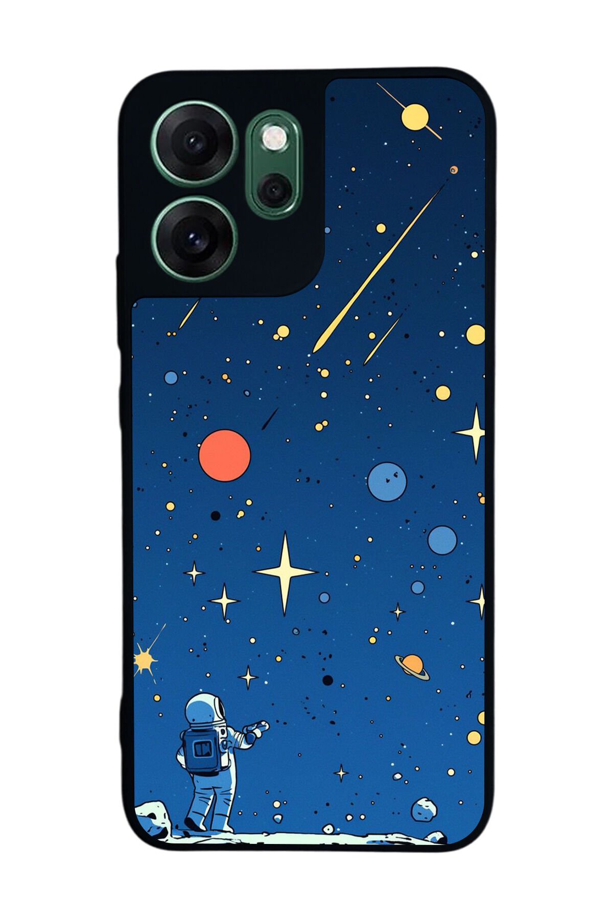 Oppo Reno 14F Uyumlu Uzay Tasarımlı Glossy Premium Kılıf