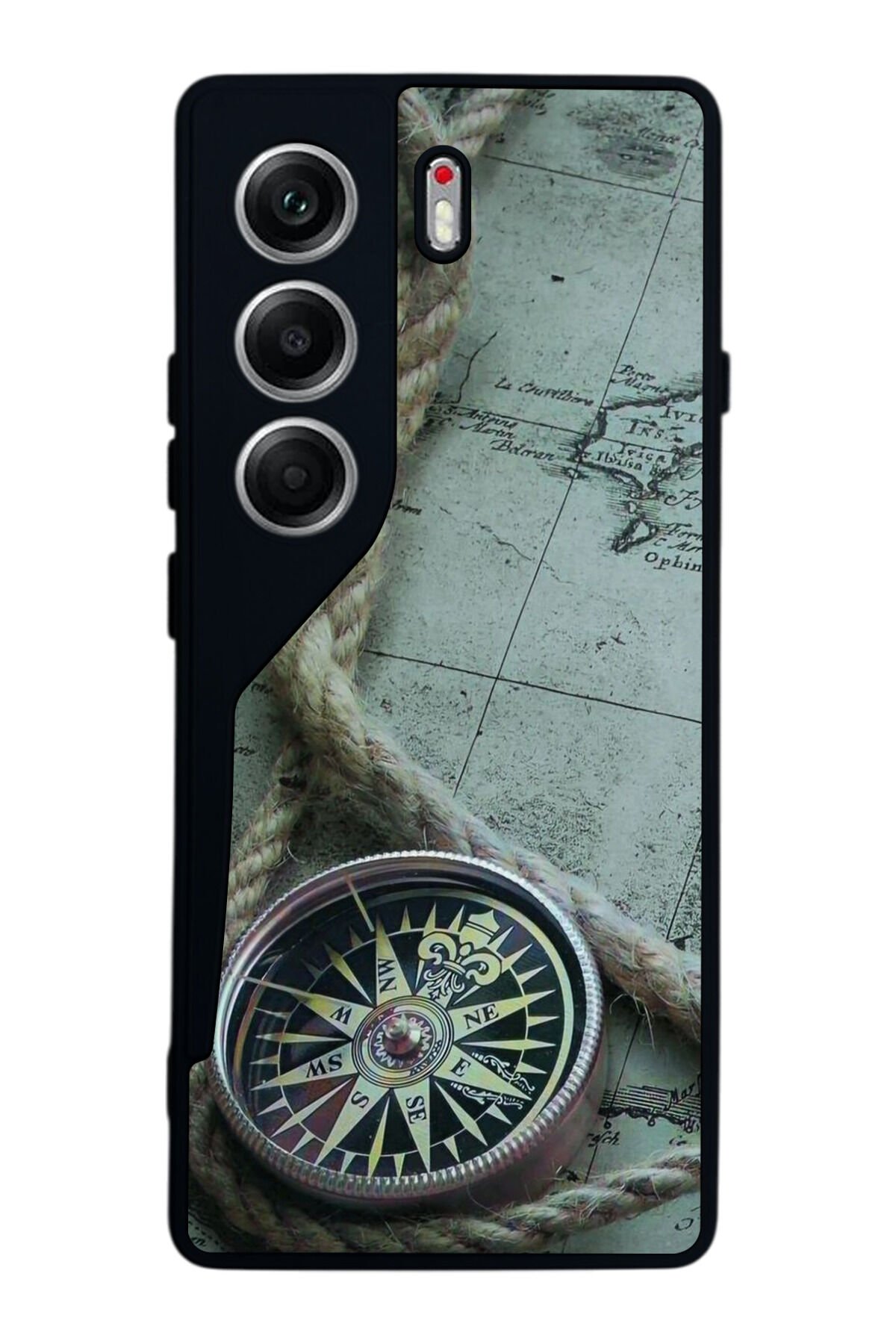 Tecno Camon 40 Uyumlu Pusula Tasarımlı Glossy Premium Kılıf