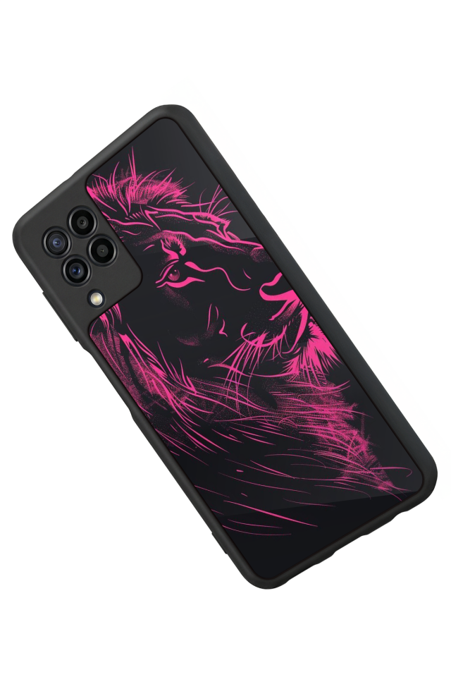 Samsung Galaxy M22 Uyumlu Aslan Tasarımlı Glossy Premium Kılıf