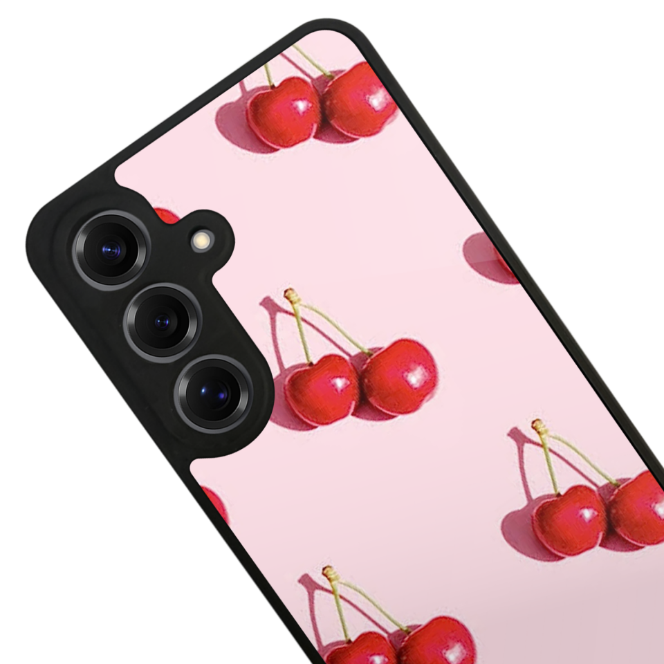 Samsung Galaxy S25 Uyumlu Kiraz Tasarımlı Glossy Premium Kılıf
