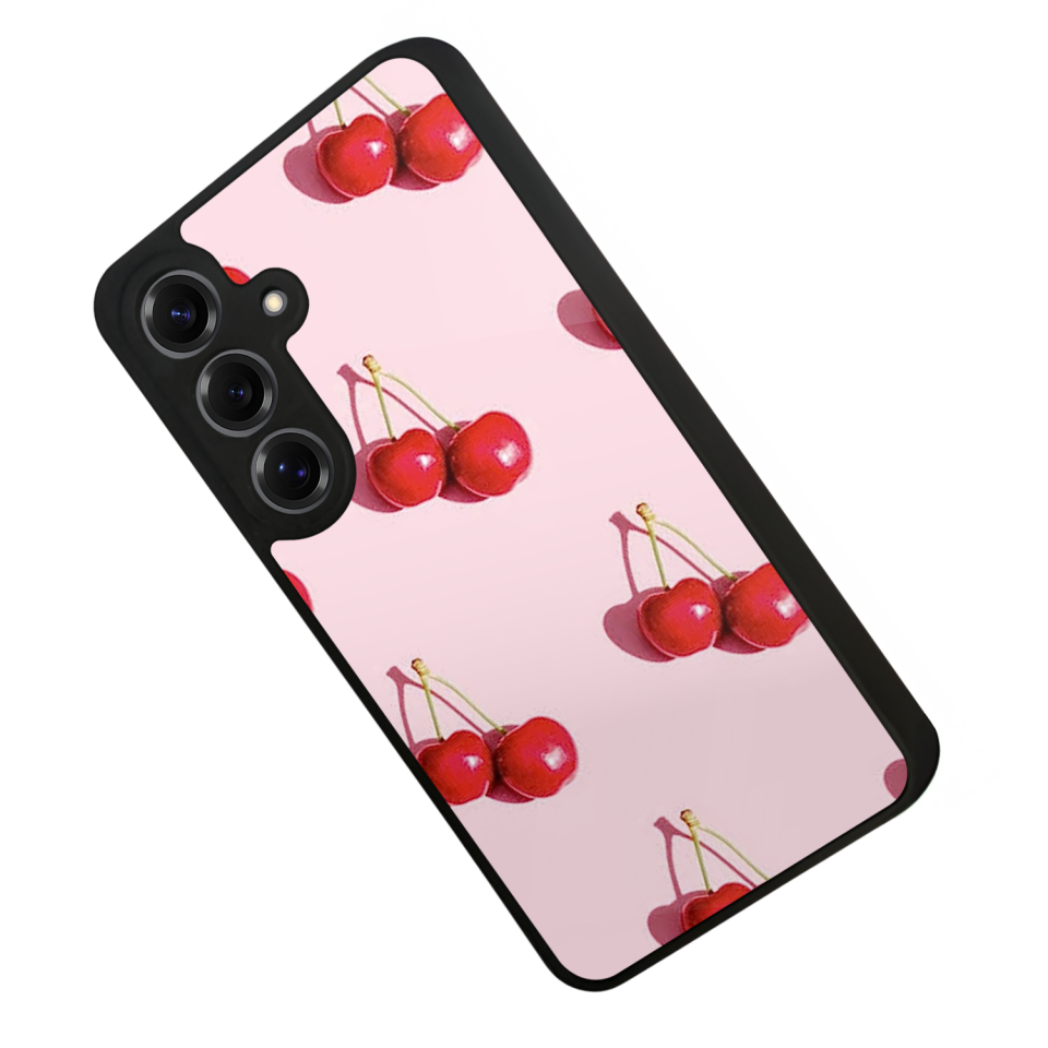 Samsung Galaxy S25 Uyumlu Kiraz Tasarımlı Glossy Premium Kılıf
