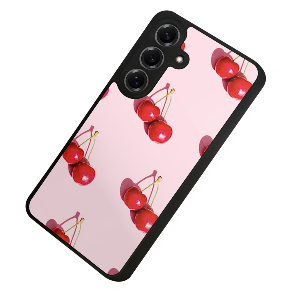 Samsung Galaxy S25 Uyumlu Kiraz Tasarımlı Glossy Premium Kılıf