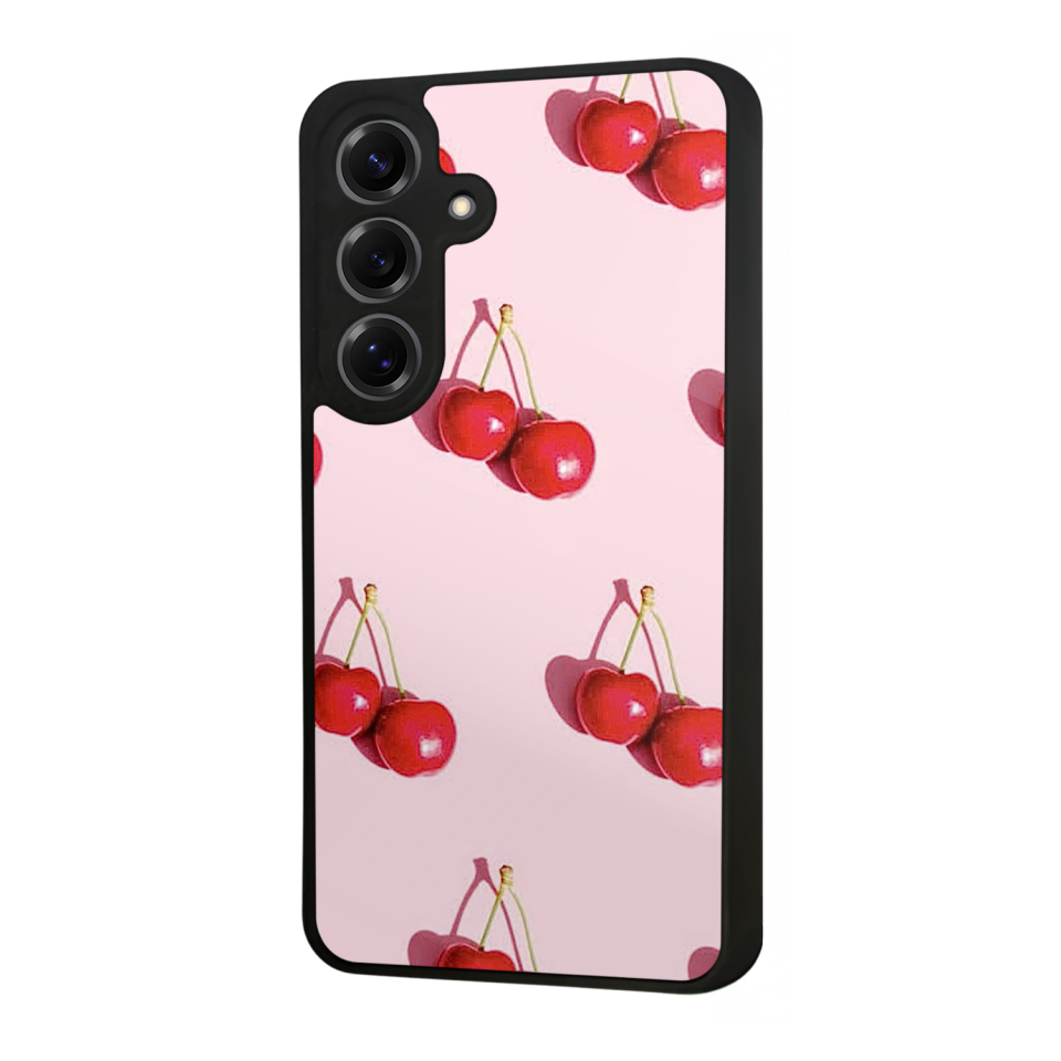 Samsung Galaxy S25 Uyumlu Kiraz Tasarımlı Glossy Premium Kılıf