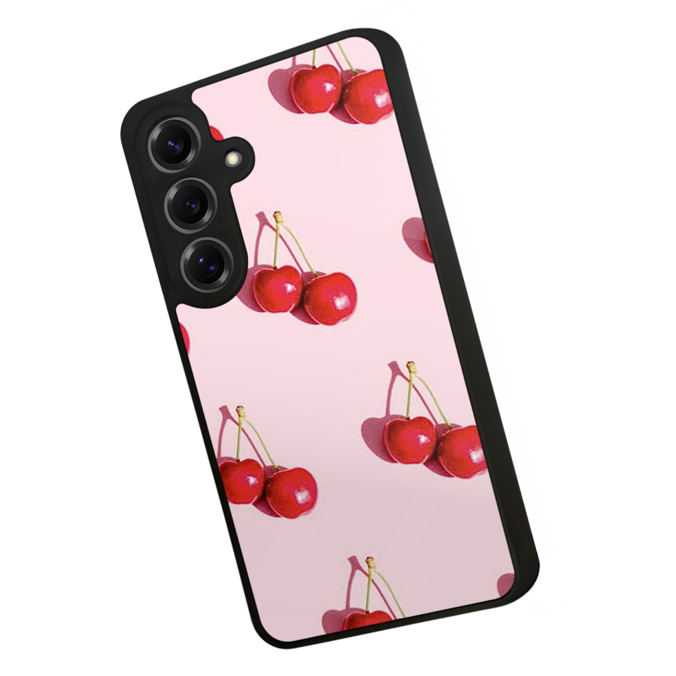 Samsung Galaxy S25 Uyumlu Kiraz Tasarımlı Glossy Premium Kılıf
