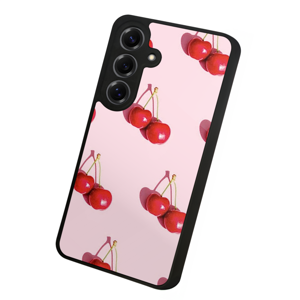 Samsung Galaxy S25 Uyumlu Kiraz Tasarımlı Glossy Premium Kılıf