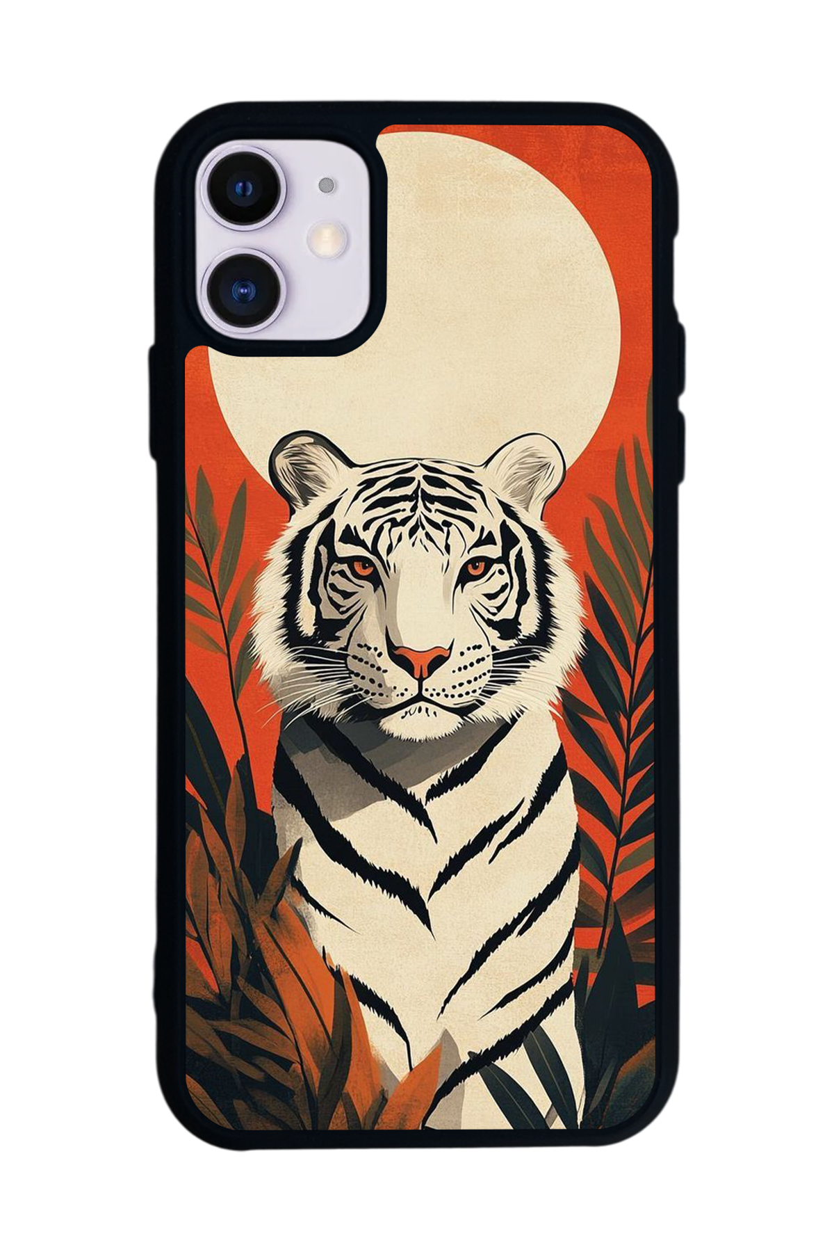 iPhone 11 Uyumlu Kirmizi ve Kaplan Tasarımlı Glossy Premium Kılıf