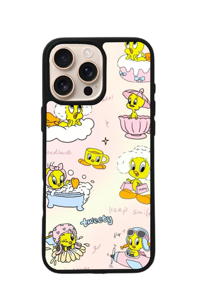 iPhone 14 Pro Uyumlu Tweety Tasarımlı Glossy Premium Kılıf