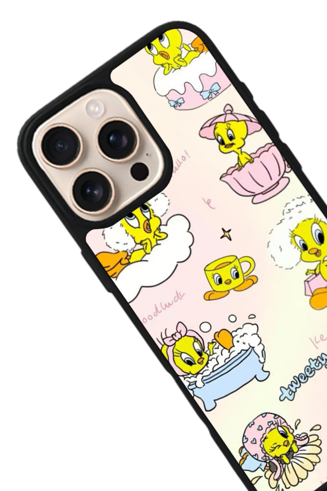 iPhone 14 Pro Uyumlu Tweety Tasarımlı Glossy Premium Kılıf