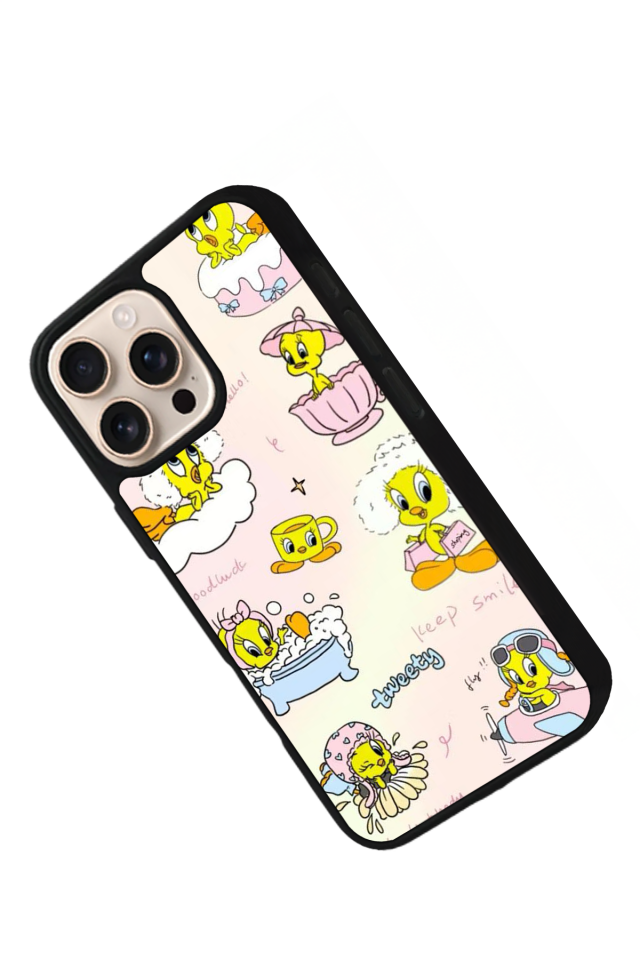 iPhone 14 Pro Uyumlu Tweety Tasarımlı Glossy Premium Kılıf