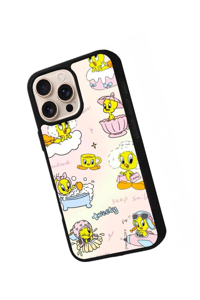 iPhone 14 Pro Uyumlu Tweety Tasarımlı Glossy Premium Kılıf
