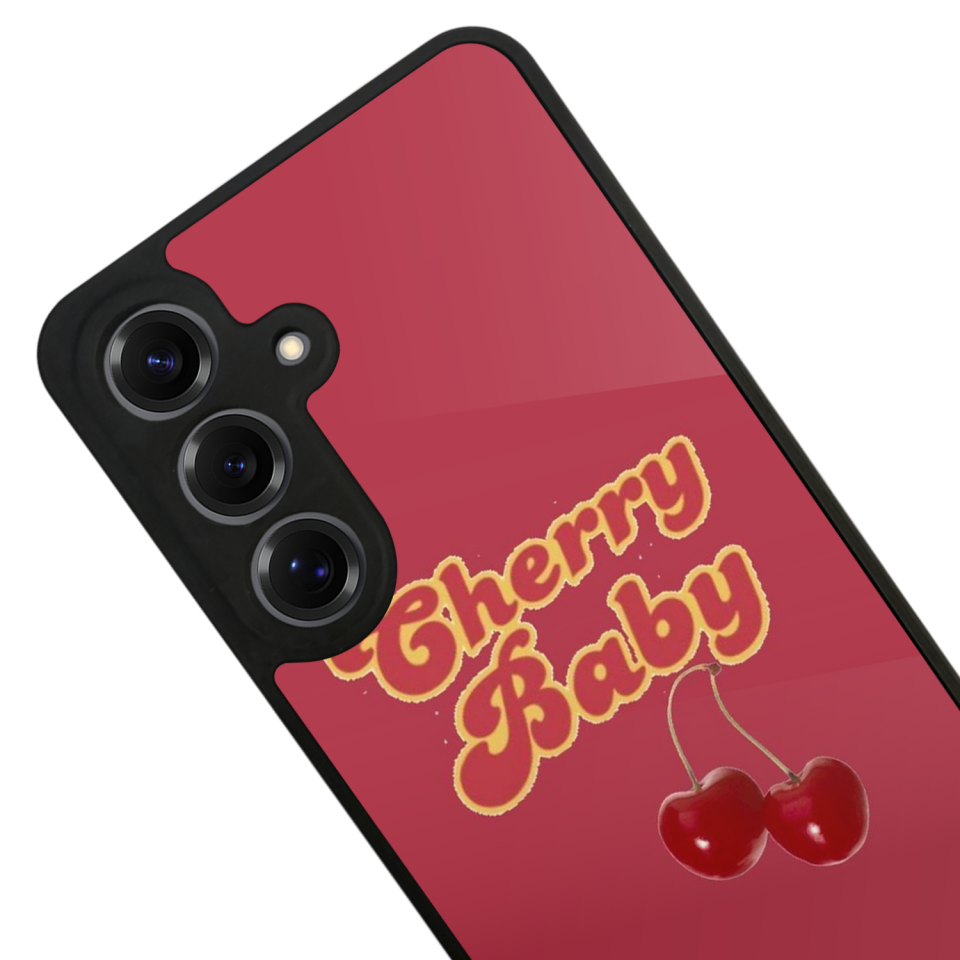 Samsung Galaxy S25 Uyumlu Kiraz Tasarımlı Glossy Premium Kılıf