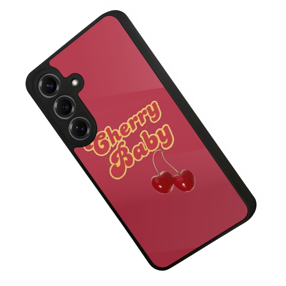 Samsung Galaxy S25 Uyumlu Kiraz Tasarımlı Glossy Premium Kılıf