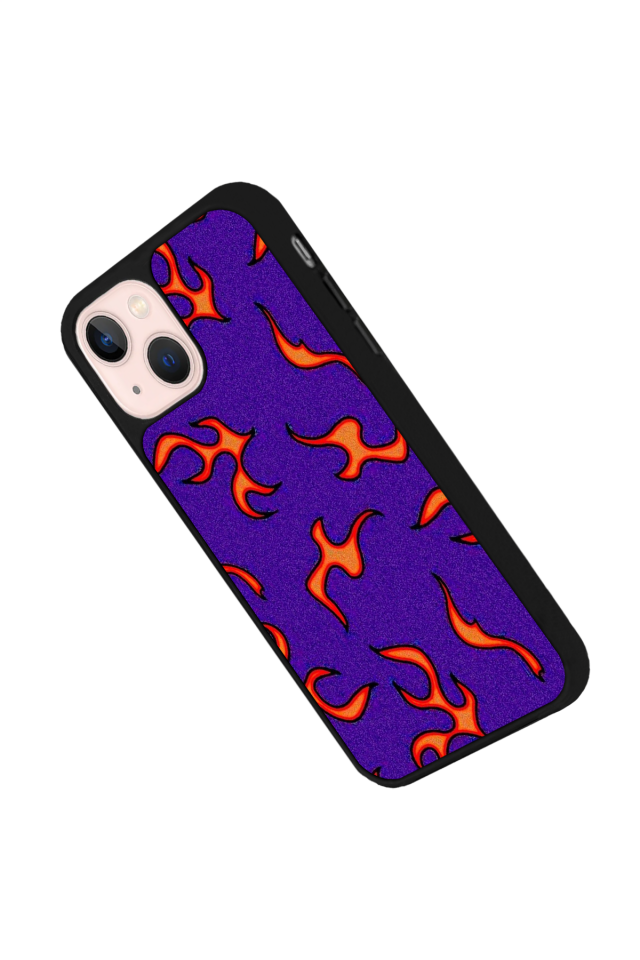 iPhone 14 Plus Uyumlu Retro Flame Patterns Tasarımlı Glossy Premium Kılıf