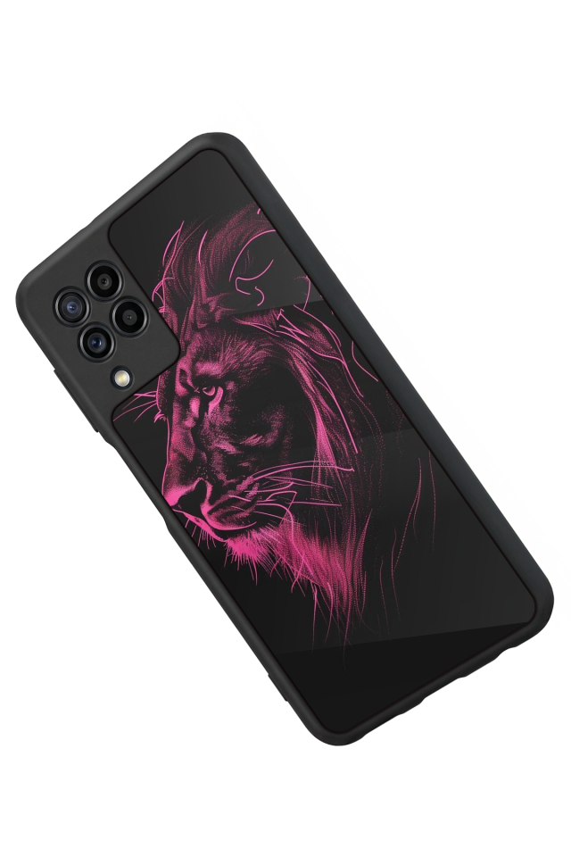 Samsung Galaxy M22 Uyumlu Aslan Tasarımlı Glossy Premium Kılıf