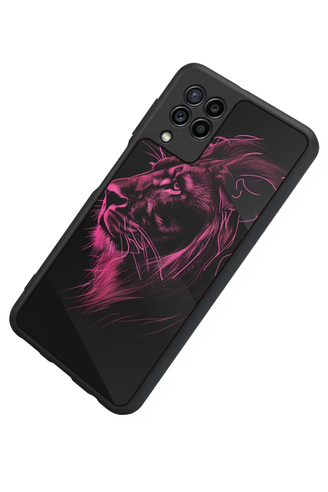 Samsung Galaxy M22 Uyumlu Aslan Tasarımlı Glossy Premium Kılıf