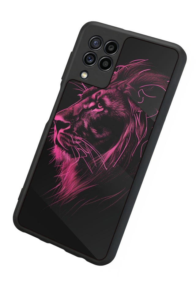 Samsung Galaxy M22 Uyumlu Aslan Tasarımlı Glossy Premium Kılıf